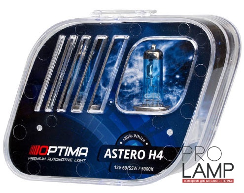 Галогеновые лампы Optima Astero H4 +80% — Optima Astero H4 White 3