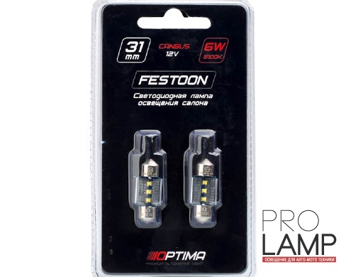 Светодиодные лампы Optima Premium C5W, 28 мм — Optima Premium C5W 28mm CAN Festun 3